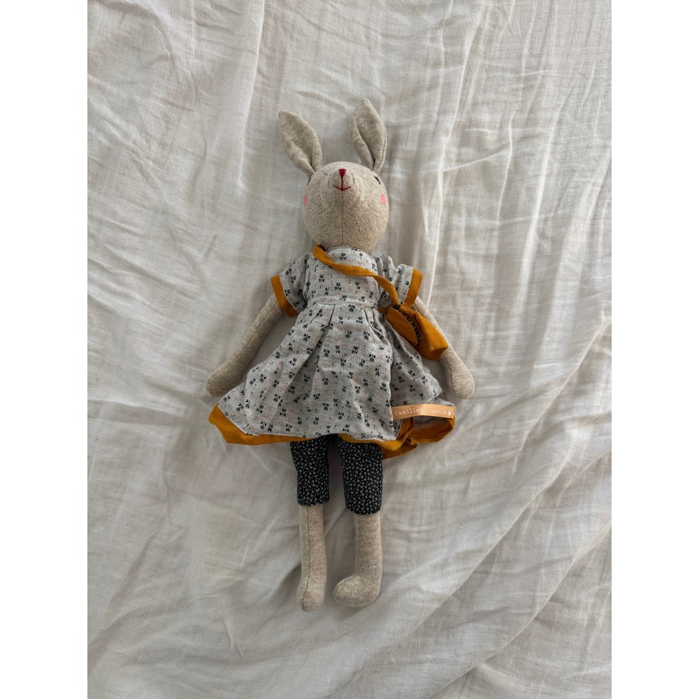 Moulin Roty Rosa Mommy Rabbit La Famille Mirabelle Rabbit Plush Linen Bunny Doll